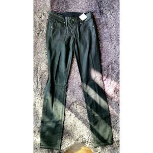 Genetic Denim The Zeplin Black 100% Leather Y2K Vintage Skinny Pants Size 25